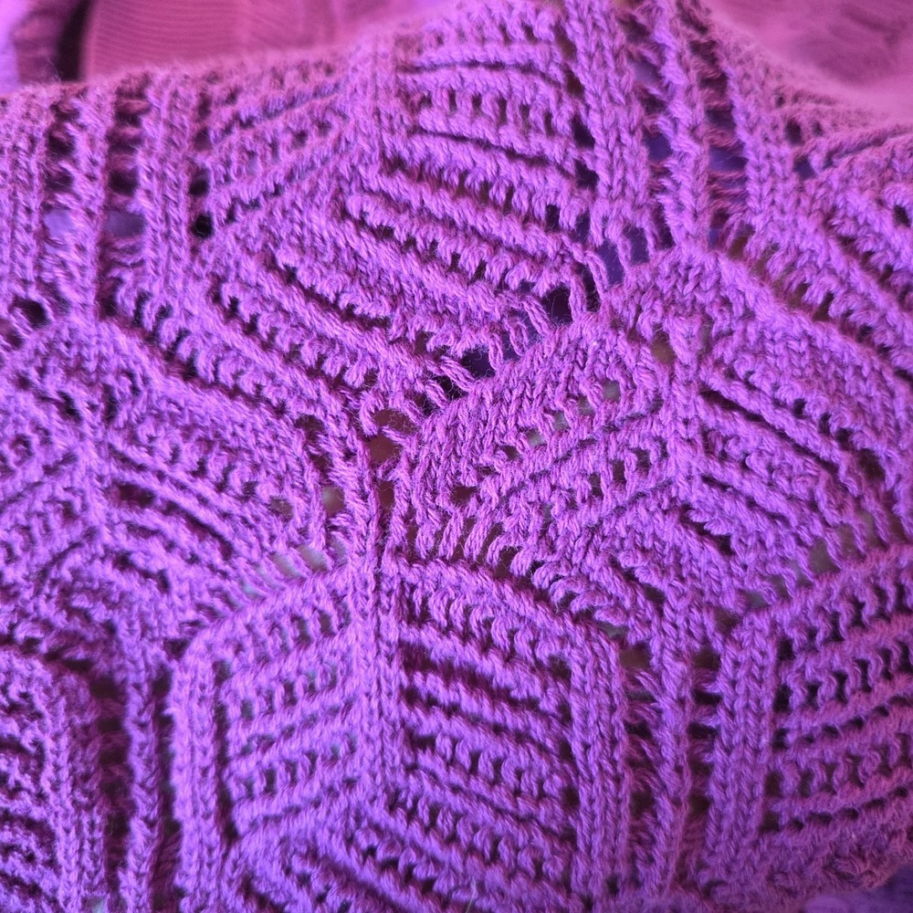 Liz Claiborne sz 4X ss open knit & front cardigan sweater NWT purple lightweight - Picture 9 of 10